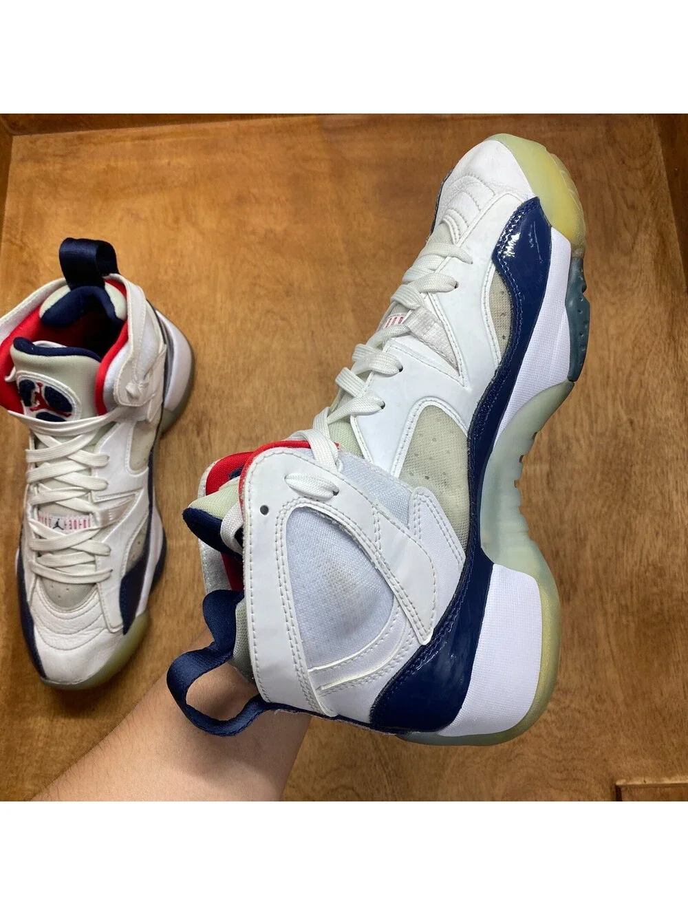 Jordan Jumpman Two Trey 23 Shoes Mens Sz 8.5 Red White Blue Sneakers DO1925-102